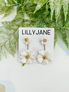Dainty Floral Frenzy Dangles- Cream