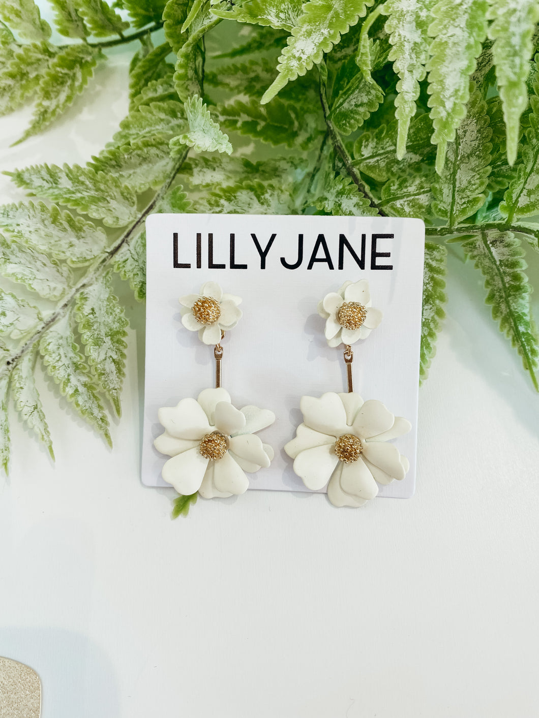 Dainty Floral Frenzy Dangles- Cream
