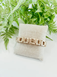 Gold Textured Link Stretch Bracelet