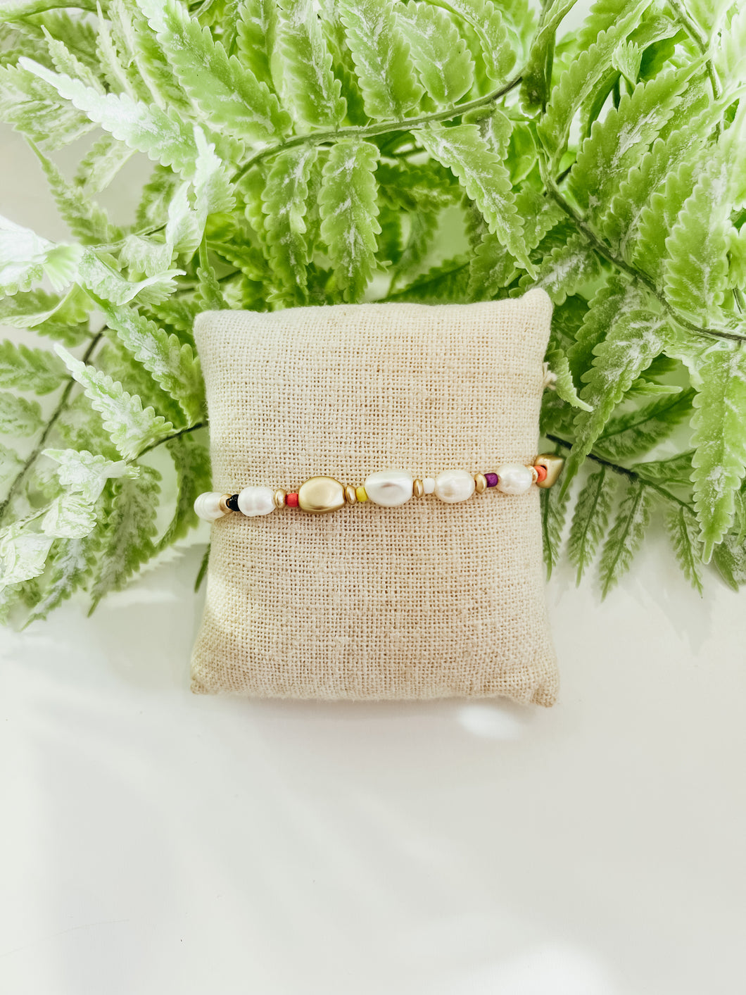 Colorful Gold Pearl Beaded Bracelet