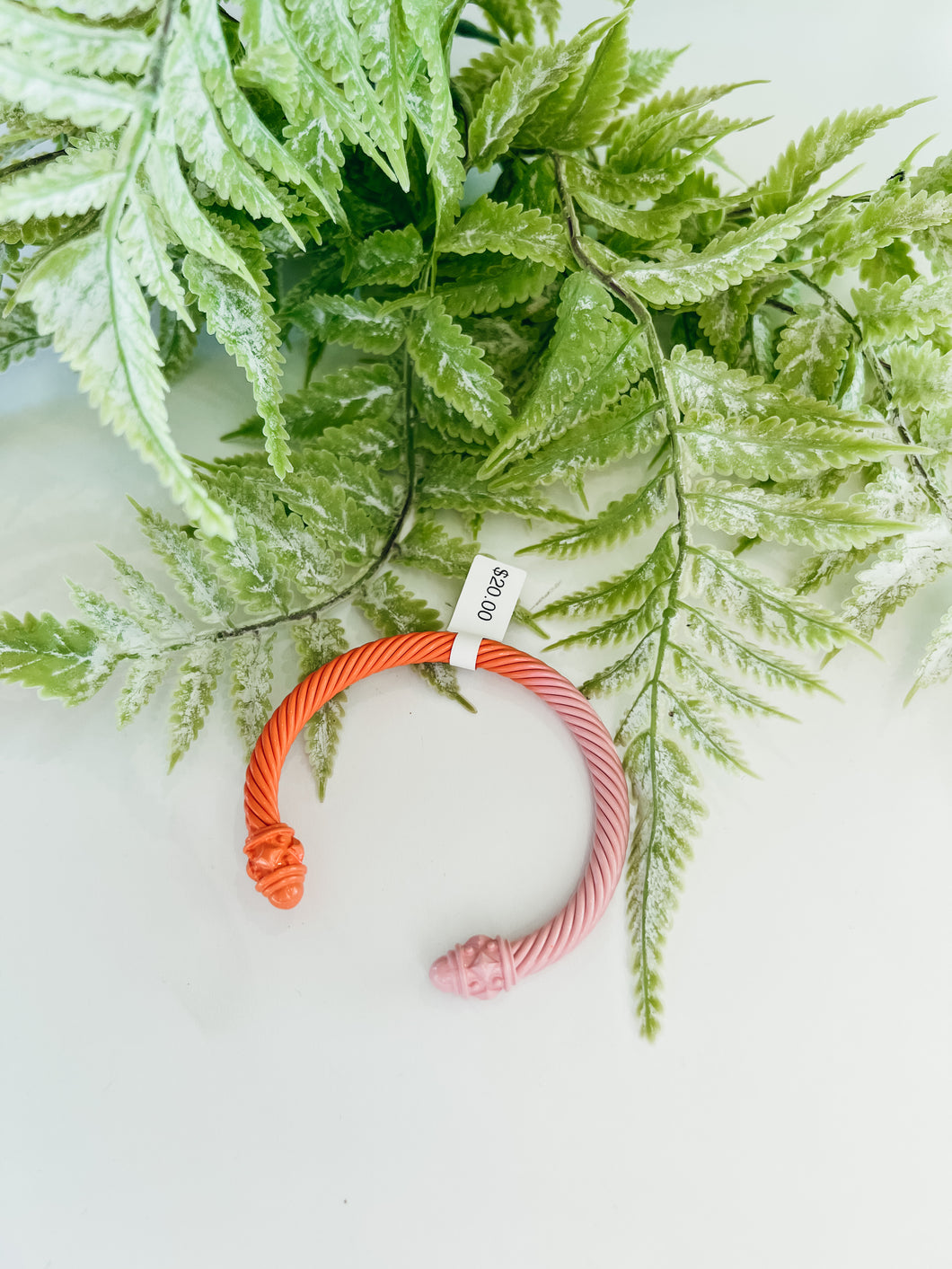 Pink & Orange Cable Cuff Bracelet