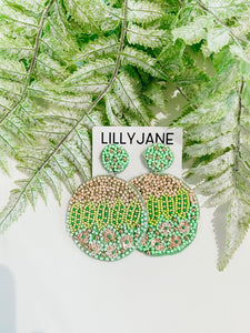 Mint Floral Seed Bead Earrings