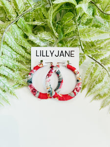 Fuchsia Fabric Wrapped Hoops