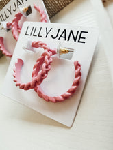 Load image into Gallery viewer, Pastel Pink Link Hoops

