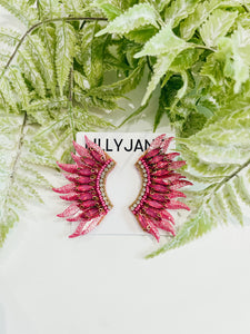 Fuchsia Jeweled Wing Earrings