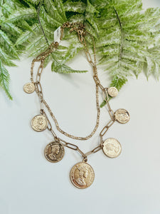 Gold Coin Multi Layered Necklace