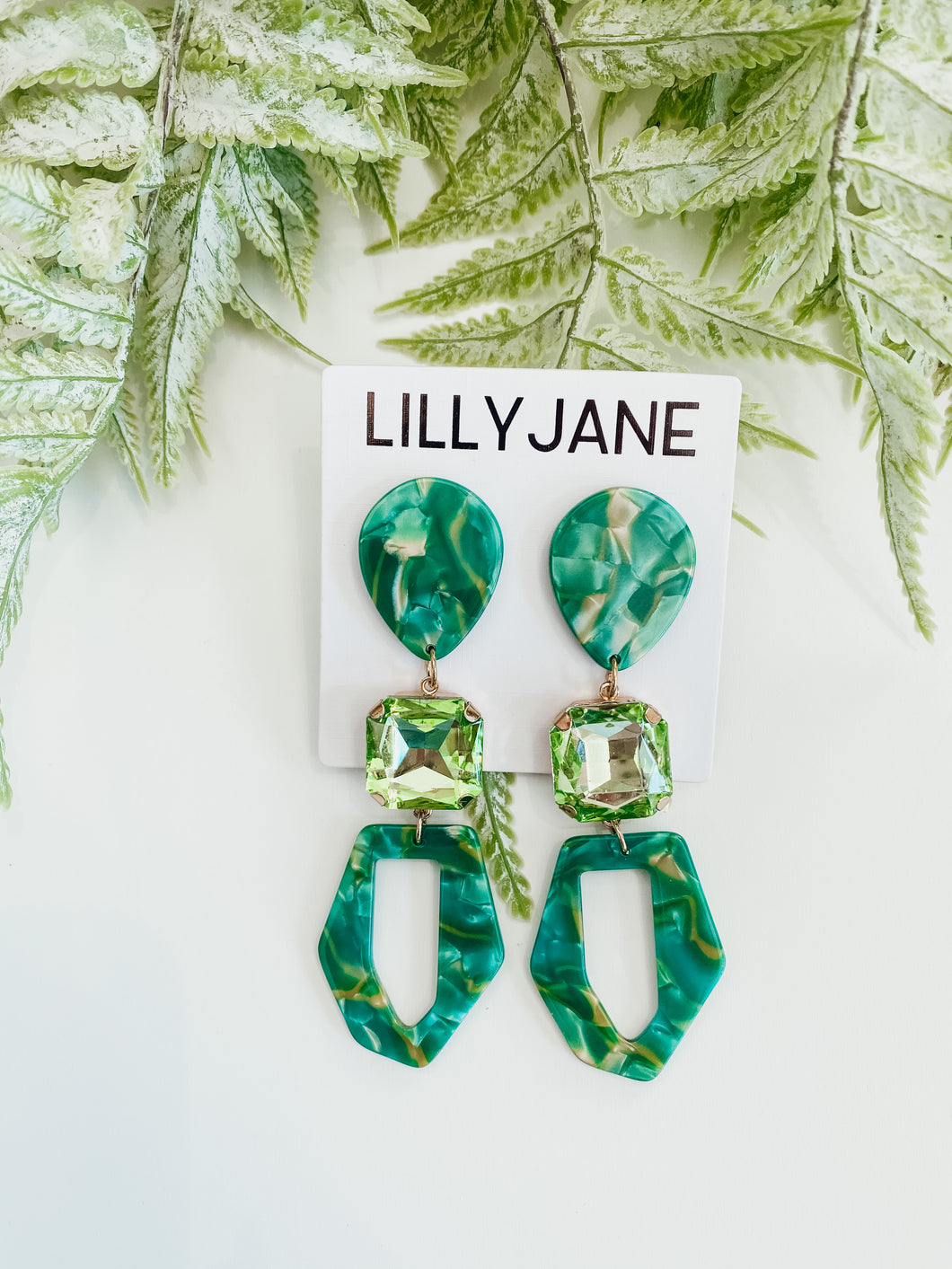 Acrylic Crystal Dangles - Emerald