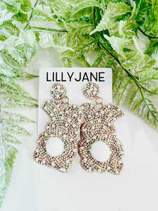 Bunny Cotton Tail Seed Bead Earrings